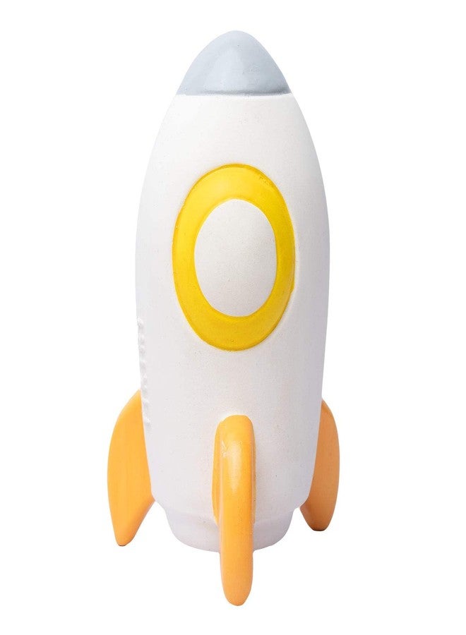 Tikiri Rocket Baby Teether, Rattle & Bath Toy – 3.89 in Space-Themed Infant Toy | Natural Rubber, Hand-Painted with Water-Based Paint | Non-Toxic, BPA-Free Sensory Toy & Toddler Gift (36+ Months) - Image 1